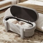 Banc de rangement en tissu doux - banquette coffre rembourr�e avec couvercle - id�al salon et chambre ...