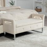 Banc de rangement en tissu velours canap� banquette bout de lit pour salon entr�e et chambre - 138x51x60cm ...