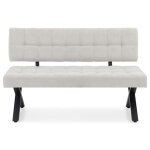Banc de salle � manger lavica l 140 cm en tissu gris avec dossier 3 places structure m�tal assise rembourr�e ...