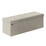 Banc - songmics - banc de rangement - 38 x 110 x 38 cm, capacit de charge 300 kg, blanc crme