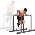 Banc de station musculation barres parall�les r�glable en hauteur largeur - noir