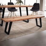 Banc de table 180x40x455 cm en acacia naturel et m�tal noir