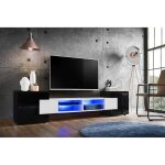 Banc tv merano version 1 komodee - led bleues - blanc brillant et noir - 230 x 53 x 35 cm Banc tv merano version 1 komodee - led bleues - blanc brillant et noir - 230 x 53 x 35 cm