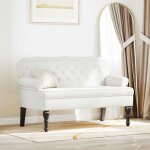 Vidaxl banc chesterfield 2 places en simili cuir blanc 1195 x 645 x 75 cm
