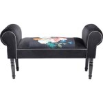 Banc wing velours noir fleurs kare design