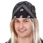 Bandana polyester noir motifs paisley adulte