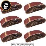 Bandes abrasives en tissu - mixpack - 75 x 533 mm - 25 pices - grain 40 / 60 / 80 / 120 / 180 - pour ...