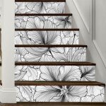 Bandes de contremarche papier contact floral en pvc autocollant et amovible 3937 x 709 pouces