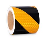 Bande r�fl�chissante autocollante 10 cm x 25 m jaune et noir ruban adh�sif r�fl�chissant bande fluorescente ...