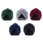 Bandeau 5 pièces turbans femmes doux turban plissé noué à la mode turban chapeau de sommeil 5 couleurs ... Bandeau 5 pièces turbans femmes doux turban plissé noué à la mode turban chapeau de sommeil 5 couleurs ...