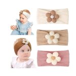 Bandeau b�b� fille - non sp�cifi� - 3 pi�ces - �lastique - doux - fleur mignonne