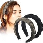 Bandeaux pour femmes - vintage - 2 - pack - velours noir et gris - confortable - antidérapant Bandeaux pour femmes - vintage - 2 - pack - velours noir et gris - confortable - antidérapant