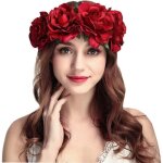 Bandeau - floral - guirlande couronne - tissu doux - taille unique - rouge Bandeau - floral - guirlande couronne - tissu doux - taille unique - rouge