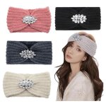 Bandeau dhiver - lot de 4 - femme - �lastique - avec strass - chaud et confortable
