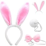 Bandeau oreilles de lapin en peluche serre tete femme oreilles de lapin de p�ques queue cravate enfant ...