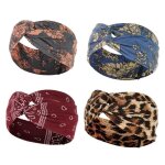 Bandeau vintage femme - lastique imprim - conception croise - mousseline - idal pour yoga et maquillage ...