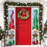 Banderole de nol - dcoration - 2 bannires - motifs gnome et neige - tissu polyester - 180x30 cm