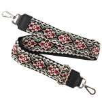 Bandouli�re de t�l�phone - vychyvanka - noir - design folklorique - sangle ajustable - m�tal