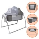 Baninni 4 - en - 1 berceau �lectrique avec fonction cododo & parc coco gris