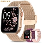 Banlvs montre connecte femme avec appel bluetooth 3 bracelets 1. 85 hd fonction femelle spo2 120 + sports ...