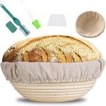 Banneton rond limpermabilit panier25 cmpour pain et pte 1000g avec doublure grattoir blanc gratuit brosselame ...