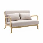Banquette scandinave 2 places bois et tissu lorens