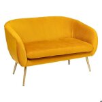 Banquette 2 places solaro en velours 124x74cm jaune ocre - atmosphera createur dinterieur