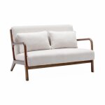 (banquette scandinave 2 places bois dh�v�a teint� noyer clair et bouclette lorens bouclette