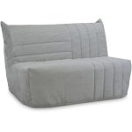 Banquette bz 2 places becci - velours ctel beige - matelas bultex - fabrication franaise
