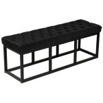 Banquette capitonne bout de lit en tissu velours noir support en metal noir 120 Banquette capitonne bout de lit en tissu velours noir support en metal noir 120