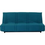 Banquette clic clac 3 places - bleu canard - 100% coton - l 193 x p 92 cm - lena