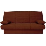 Banquette clic - clac - 3 places - avec coussins - tissu terracotta - 190 x 90 x 92 cm - clem