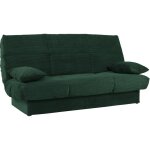 Banquette clic - clac - 3 places - avec coussins - tissu vert - 190 x 90 x 92 cm - clem