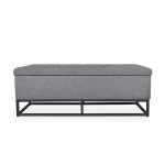 Banquette coffre angele tissu gris fonc� pieds noir