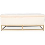 Banquette coffre angele velours beige pieds or Banquette coffre angele velours beige pieds or