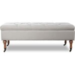 Banquette coffre capitonne philippine tissu beige