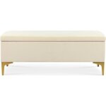 Banquette coffre chlo� velours beige pieds or