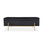 Banquette coffre olivia velours noir pieds or Banquette coffre olivia velours noir pieds or
