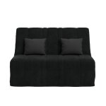 Banquette convertible gaia bz couchage 160x200 avec 2 coussins offerts coton noir