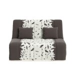 Banquette convertible gaia bz couchage 160x200 avec 2 coussins offerts taupe plumes
