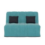 Banquette convertible gaia bz couchage 160x200 avec 2 coussins offerts turquoise