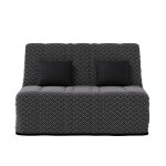 Banquette convertible nea bz couchage 140x190 avec 2 coussins offerts g�ometrik noir