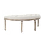 Banquette demi - lune capitonne classique bois et polyester beige