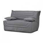 Banquette lit bz 140x190 cm en tissu gris et matelas 12 cm - cyriac meubletmoi