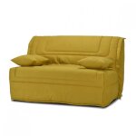 Banquette lit bz 140x190 cm en tissu jaune et matelas 12 cm ? buzzy meubletmoi