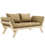 Banquette m�ridienne futon bebop pin naturel coloris beige bl� couchage 75x200 cm.