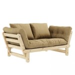 Banquette mridienne futon beat pin naturel tissu coloris beige bl couchage 75x200 cm.