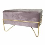Banquette - métal doré - mousse rose - velours - bois mdf - 80 x 80 x 42 cm Banquette - métal doré - mousse rose - velours - bois mdf - 80 x 80 x 42 cm