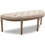 Banquette style louis xvi sixtine - marque - tissu beige - forme demi - cercle - dimensions l125 x p42 ...