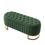 Banquette en velours vert bout de lit avec coffre de rangement banc pour chambre et salon120x40x43 cm ...